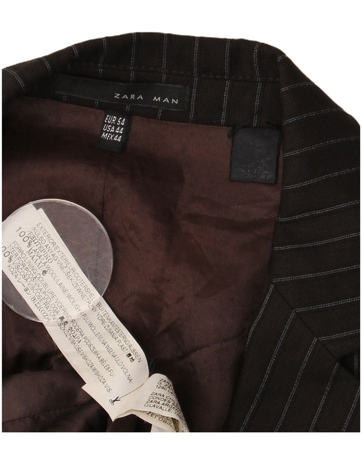 Zara Męska marynarka zapinana na 2 guziki EU 54 XL, brązowa, wełniana w prążki
