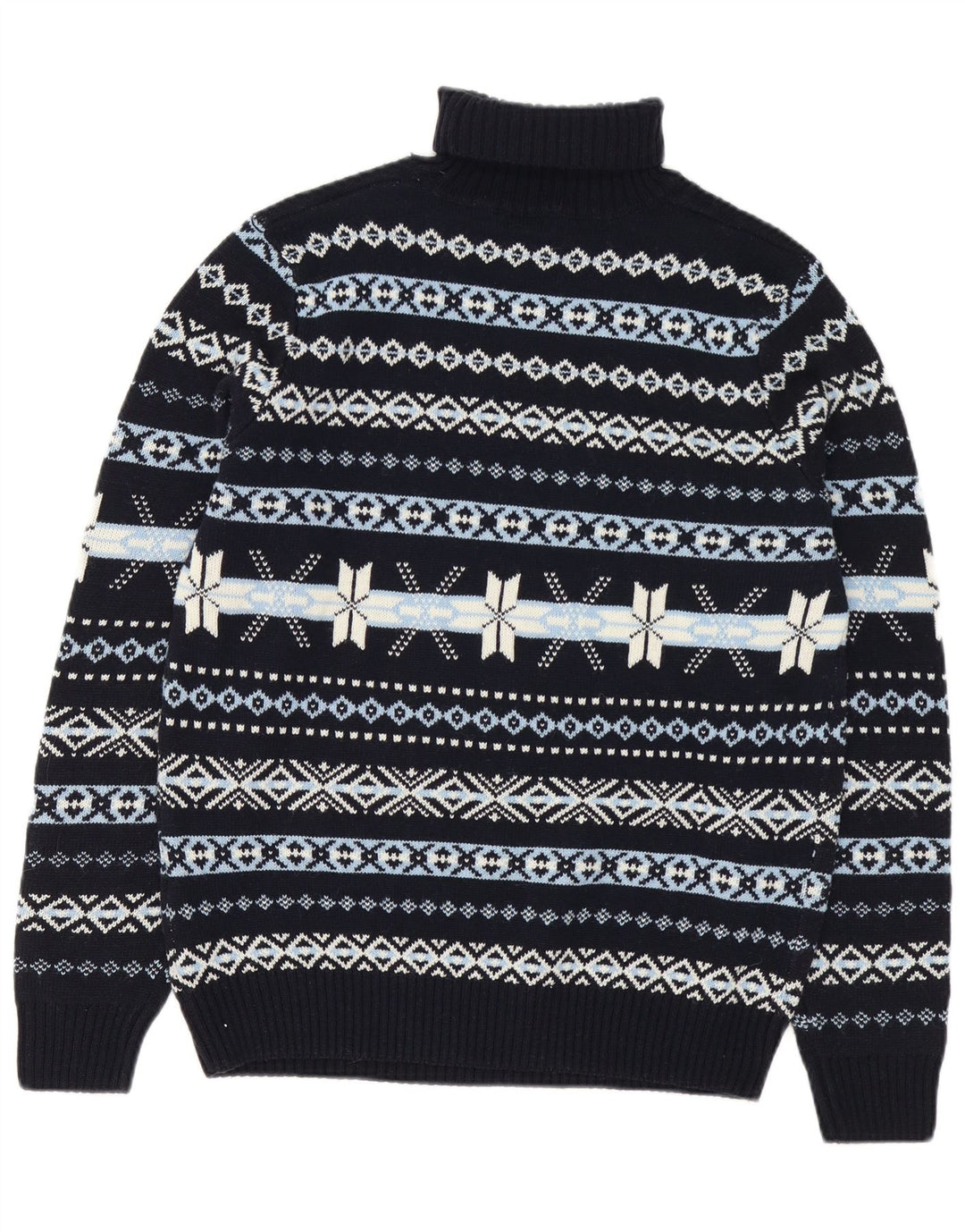GUTTERIDGE Męski sweter z golfem XL Granatowy, Fair Isle Wool