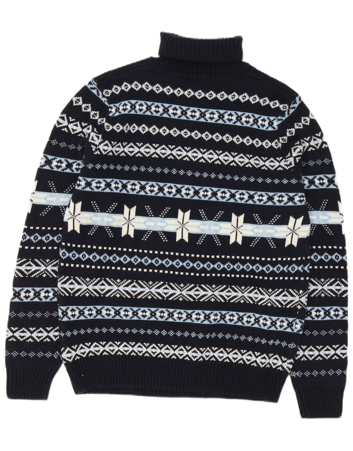 GUTTERIDGE Męski sweter z golfem XL Granatowy, Fair Isle Wool