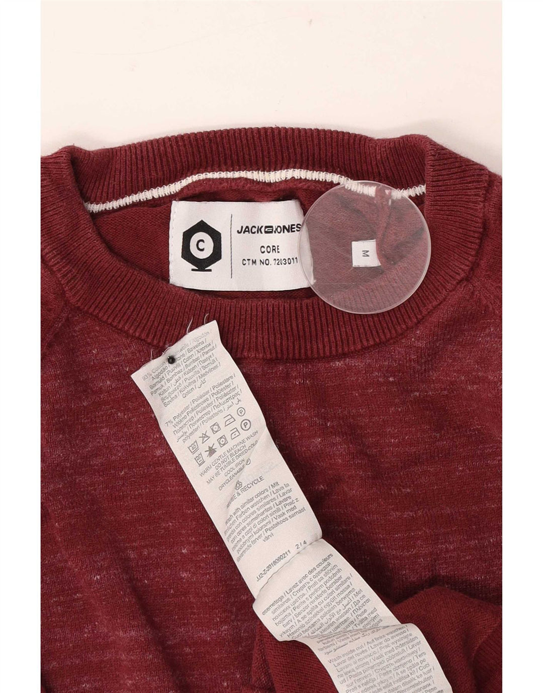 Męski sweter Jack & Jones z okrągłym dekoltem, bawełniany w kolorze średniej czerwonej plamki
