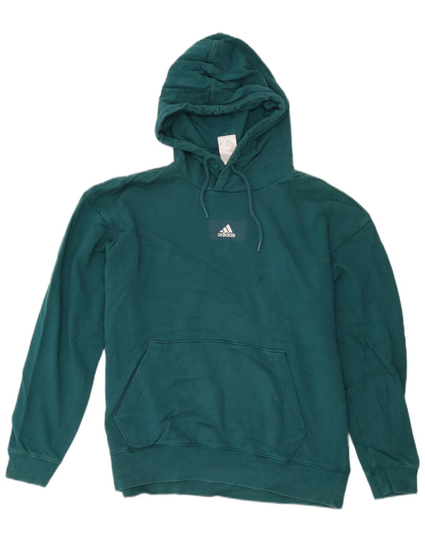 Adidas Męska bluza z kapturem, średnia, zielona bawełna