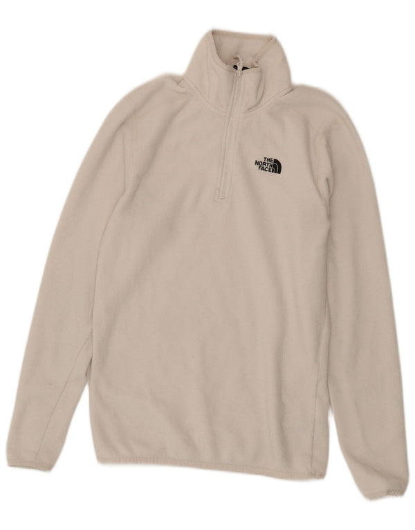 The North Face Mens Zip Neck Fleece Jumper Small Beige Polyester