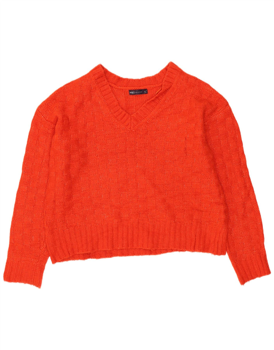 Marks & Spencer Damski sweter oversize z dekoltem w kształcie litery V, UK 14, średni czerwony