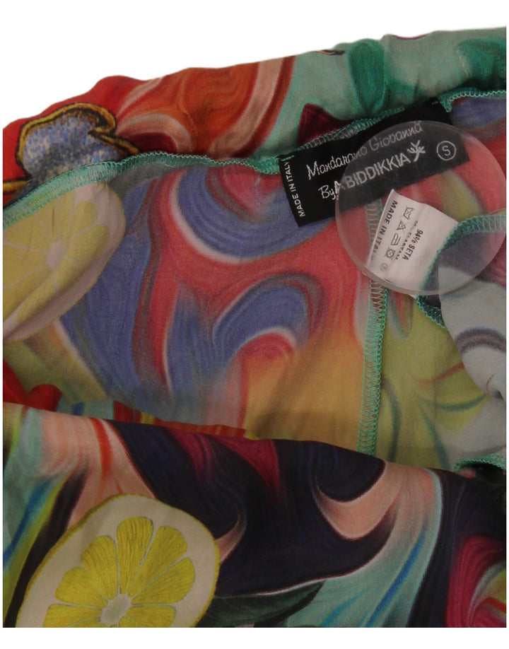 Vintage damskie spodnie Flare z abstrakcyjnym wzorem, małe W26 L29 wielokolorowe