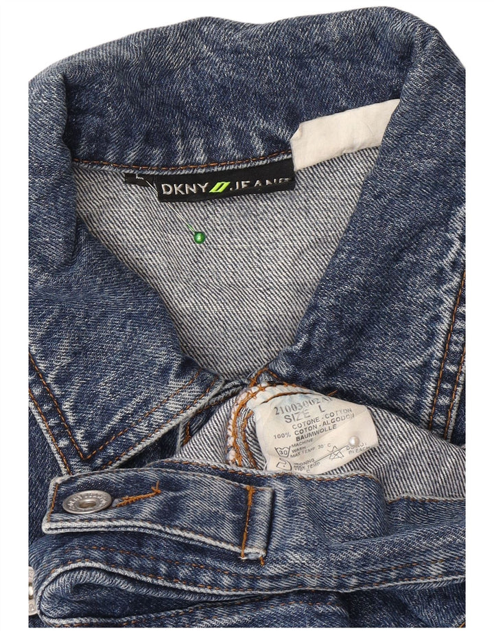 Damska kurtka dżinsowa Dkny Crop UK 14, duża niebieska bawełna