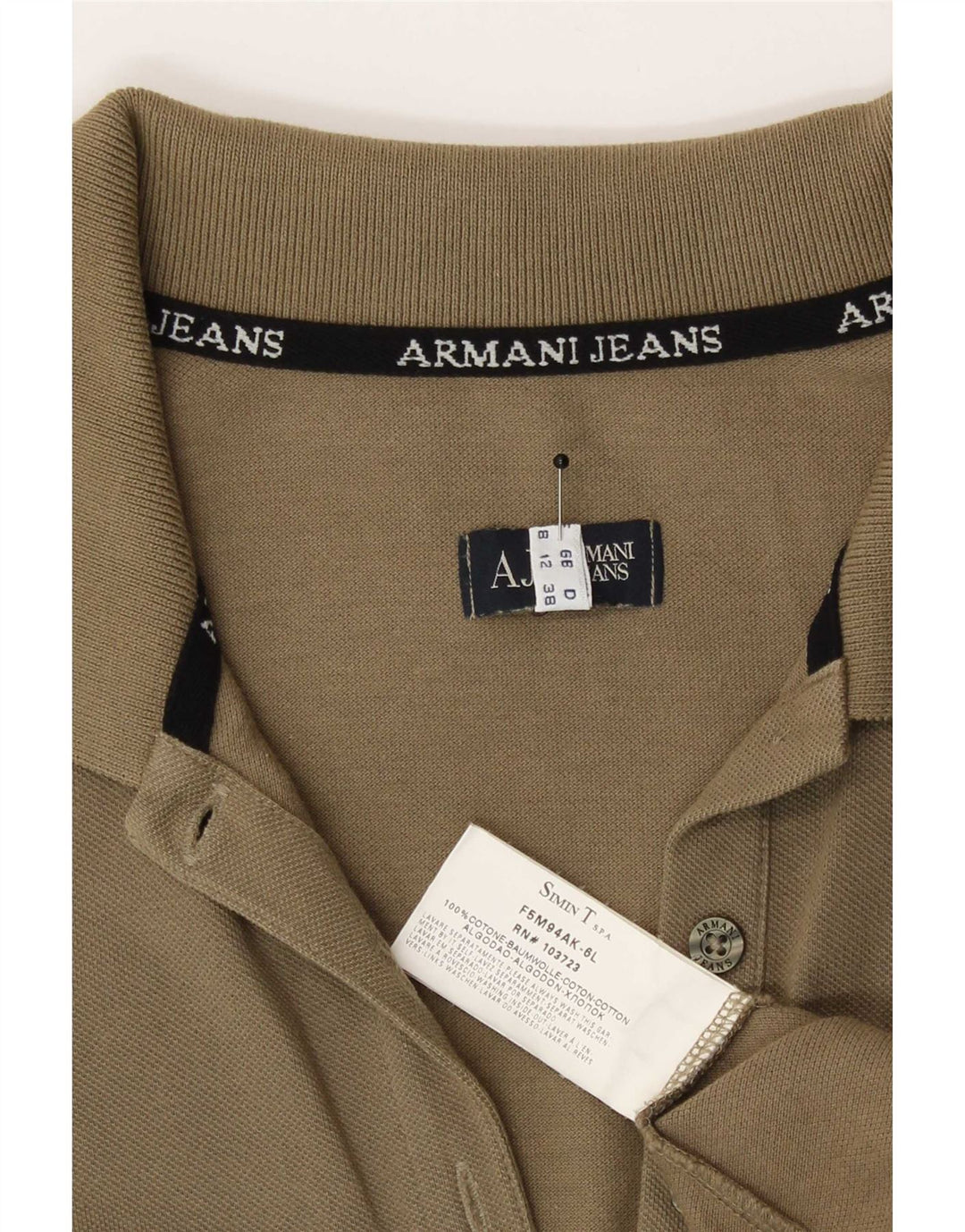 Damska koszulka polo Armani UK 12, średnia bawełna khaki