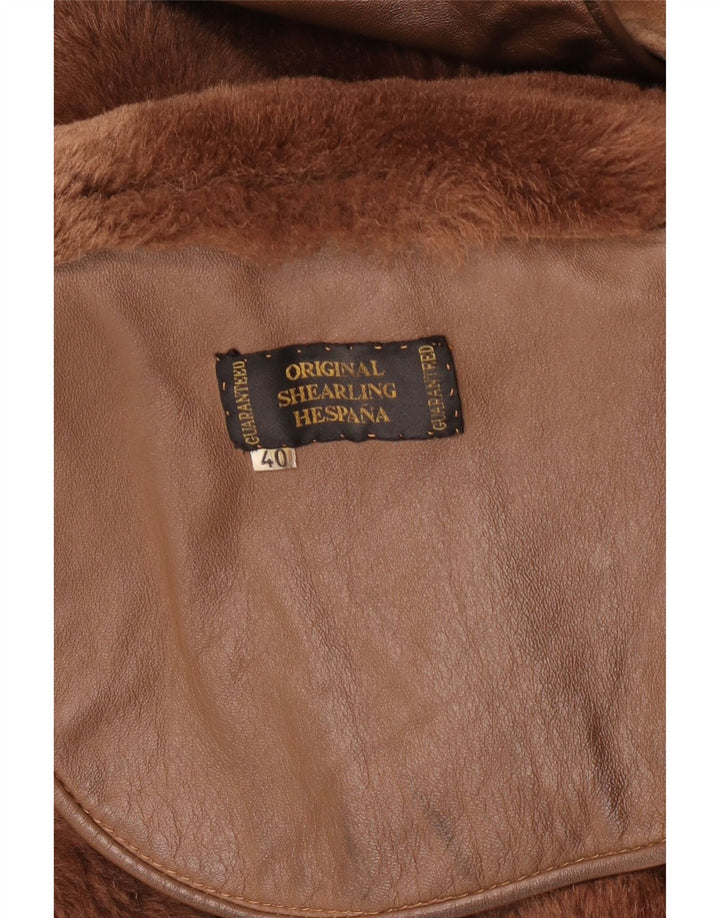 Vintage damska kurtka oversize z owczej skóry EU 40, średnio-brązowa, z owczej skóry