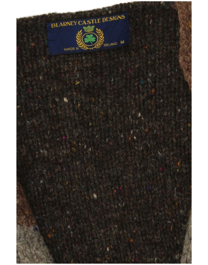 Męski sweter rozpinany Blarney Castle, średnioszary, z blokami kolorów, nowa wełna
