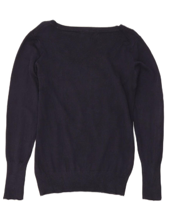 Sweter damski Guess z dekoltem w kształcie litery V, UK 12, średni granatowy