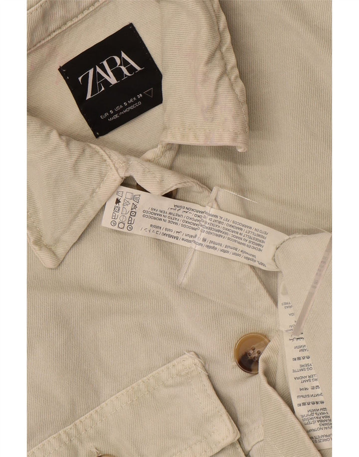 Damska kurtka jeansowa Zara Crop UK 10, mała, z białej bawełny