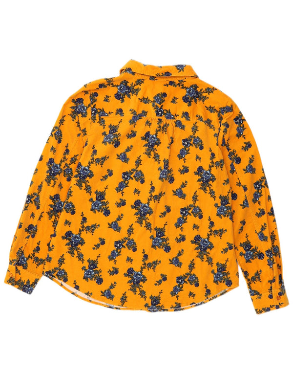 Damska koszula sztruksowa Denim & Co UK 16, duża, żółta, bawełniana w kwiaty