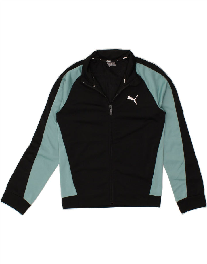PUMA Boys Tracksuit Top Jacket 9-10 Years  Black Colourblock Polyester Vintage Puma and Second-Hand Puma from Messina Hembry 