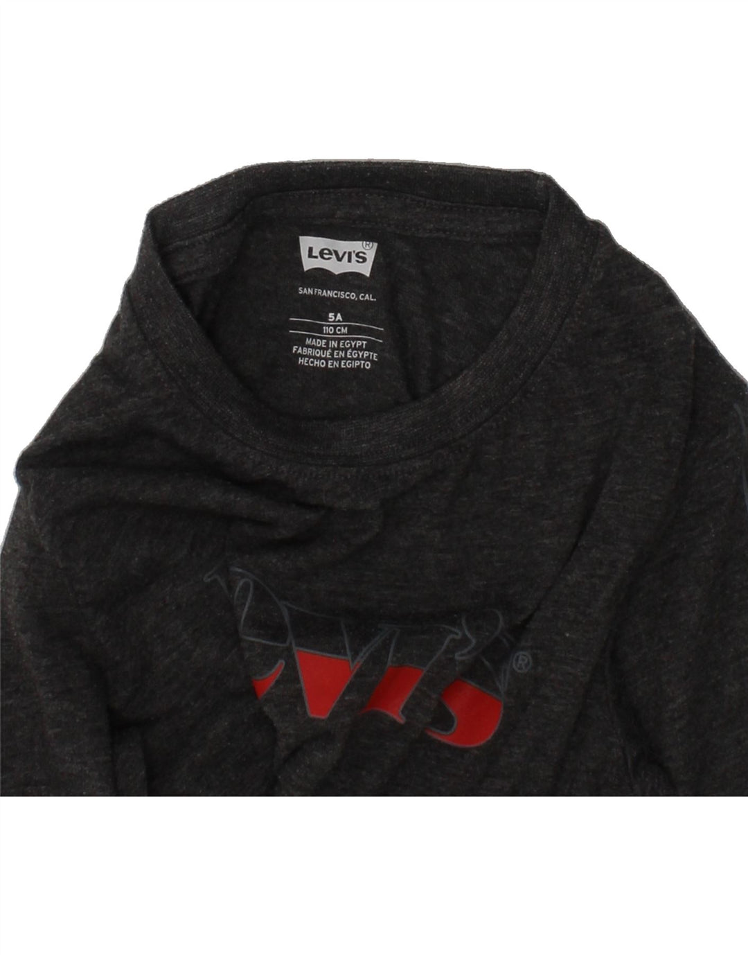 LEVI'S Boys Graphic Top Long Sleeve 4-5 Years Grey Polyester Vintage Levi's and Second-Hand Levi's from Messina Hembry 
