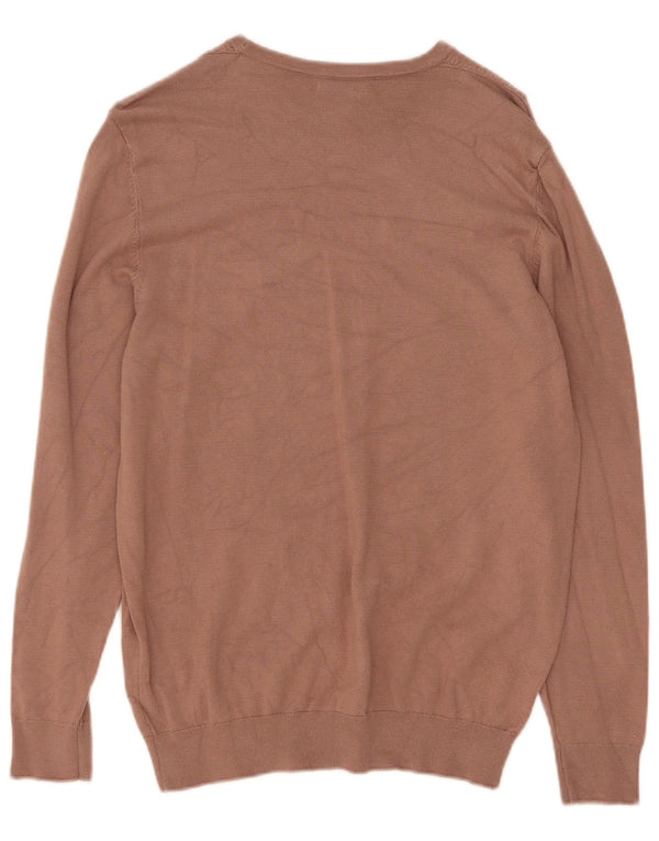 Męski sweter Zara z dekoltem w łódkę, mały, beżowy, wiskozowy