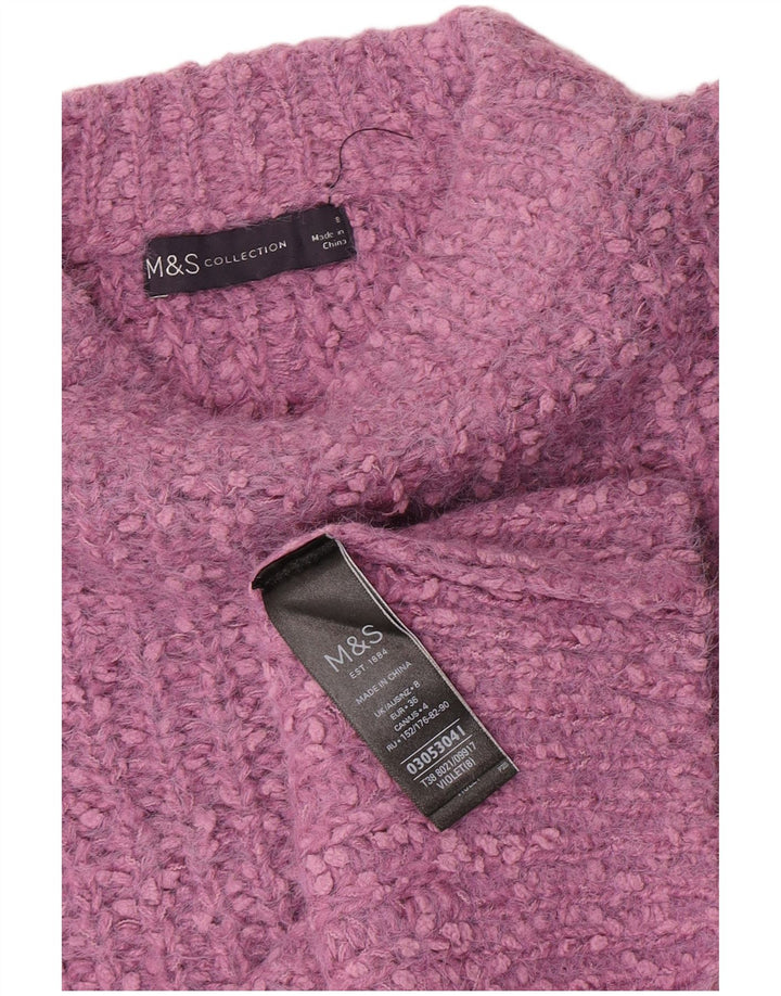 Marks & Spencer Damski sweter z dekoltem w łódkę, UK 8, mały, fioletowy poliester