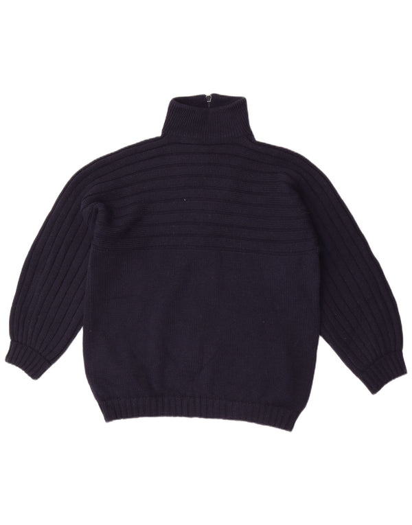Vintage damski sweter rozpinany na zamek UK 16, duży, granatowy