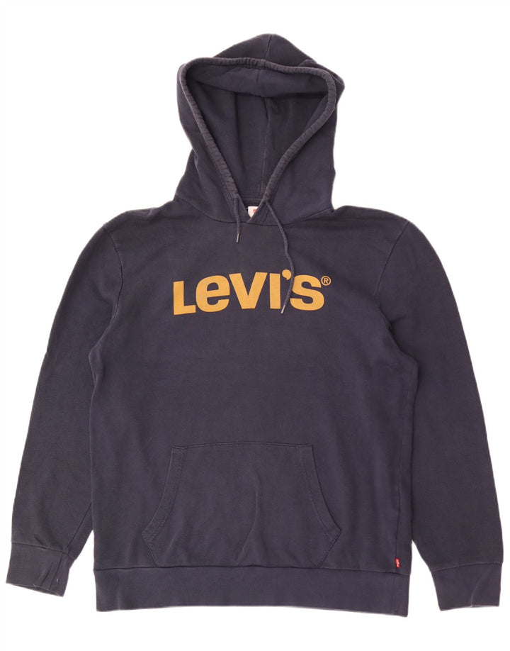 Męski sweter z kapturem Levi's z grafiką, duży, granatowy, bawełniany