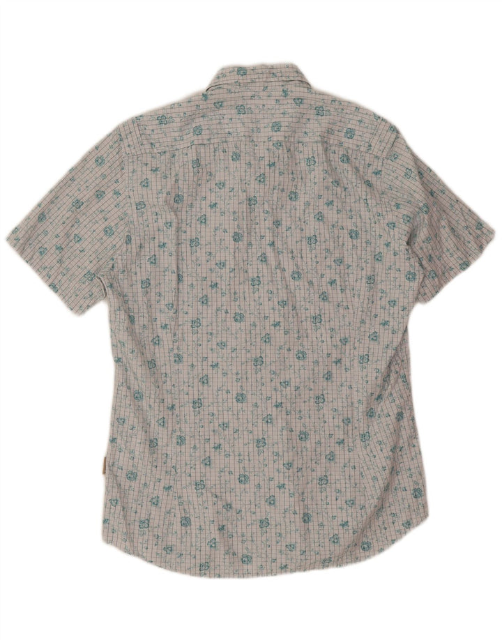 Koszula męska z krótkim rękawem Ted Baker, rozmiar 3, średnia, biała, bawełniana w kwiaty
