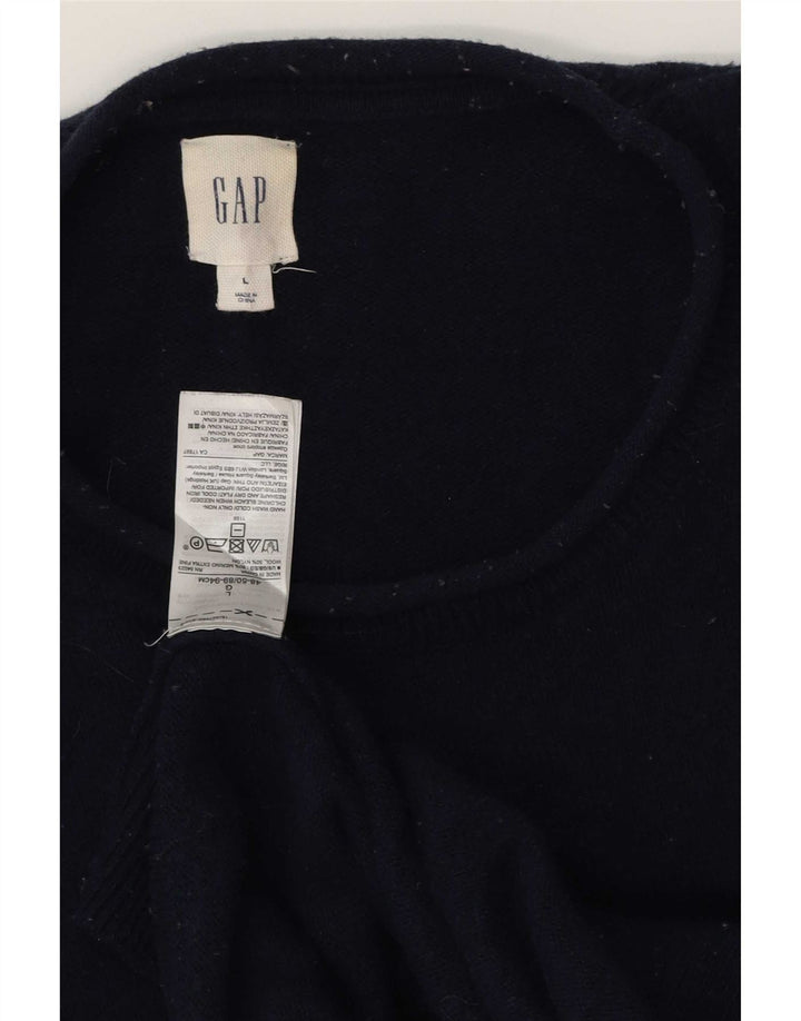 Męski sweter Gap z okrągłym dekoltem, duży, granatowy, z wełny merynosów