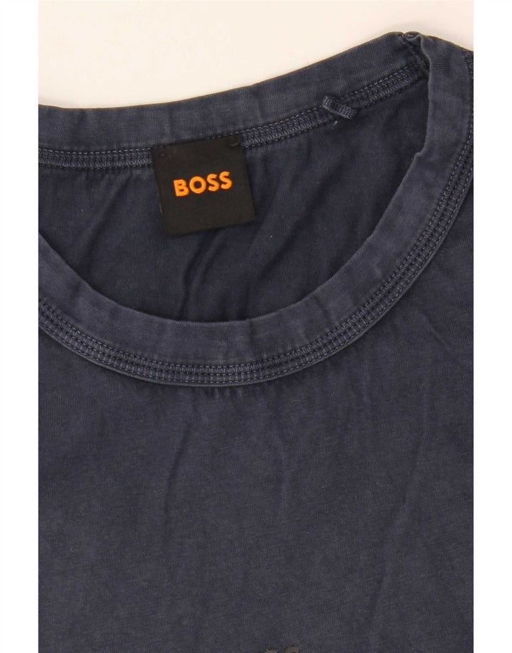 T-shirt męski Hugo Boss, średni, granatowy, bawełniany