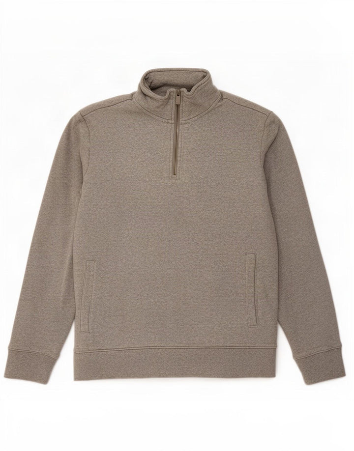 Marks & Spencer Męski sweter z zamkiem błyskawicznym, duży, szary, bawełniany