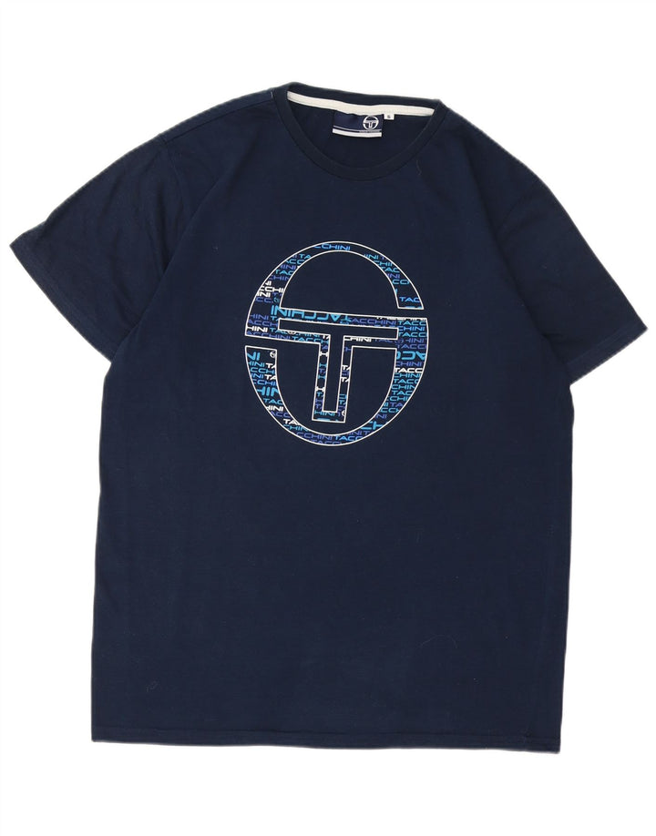 SERGIO TACCHINI Męski T-shirt z grafiką, mały, granatowy poliester