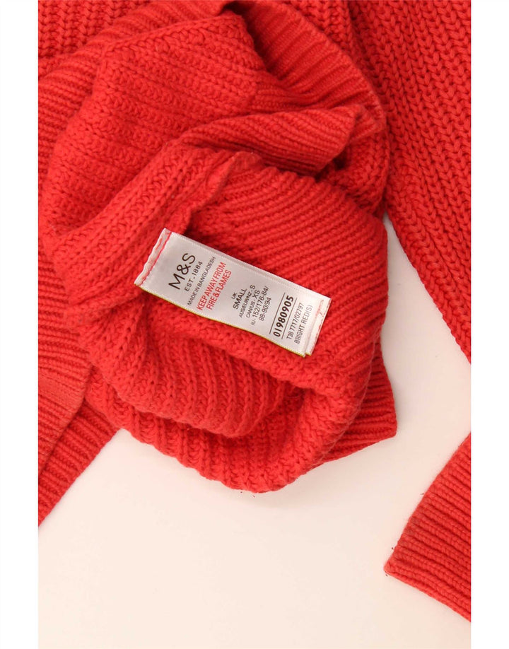Marks & Spencer Męski sweter z okrągłym dekoltem, mały, czerwony, bawełniany