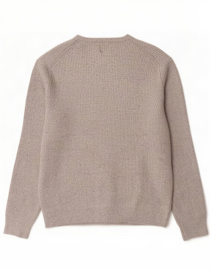 Marks & Spencer Męski sweter z okrągłym dekoltem, duży, beżowy poliamid
