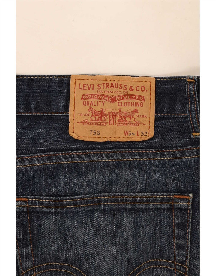 Męskie jeansy Levi's 758 Bootcut W34 L30 Niebieska bawełna