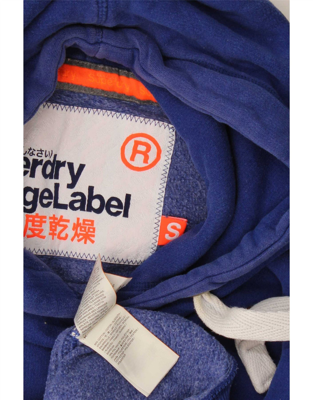 Męski sweter z kapturem Superdry, mały, niebieski, bawełniany