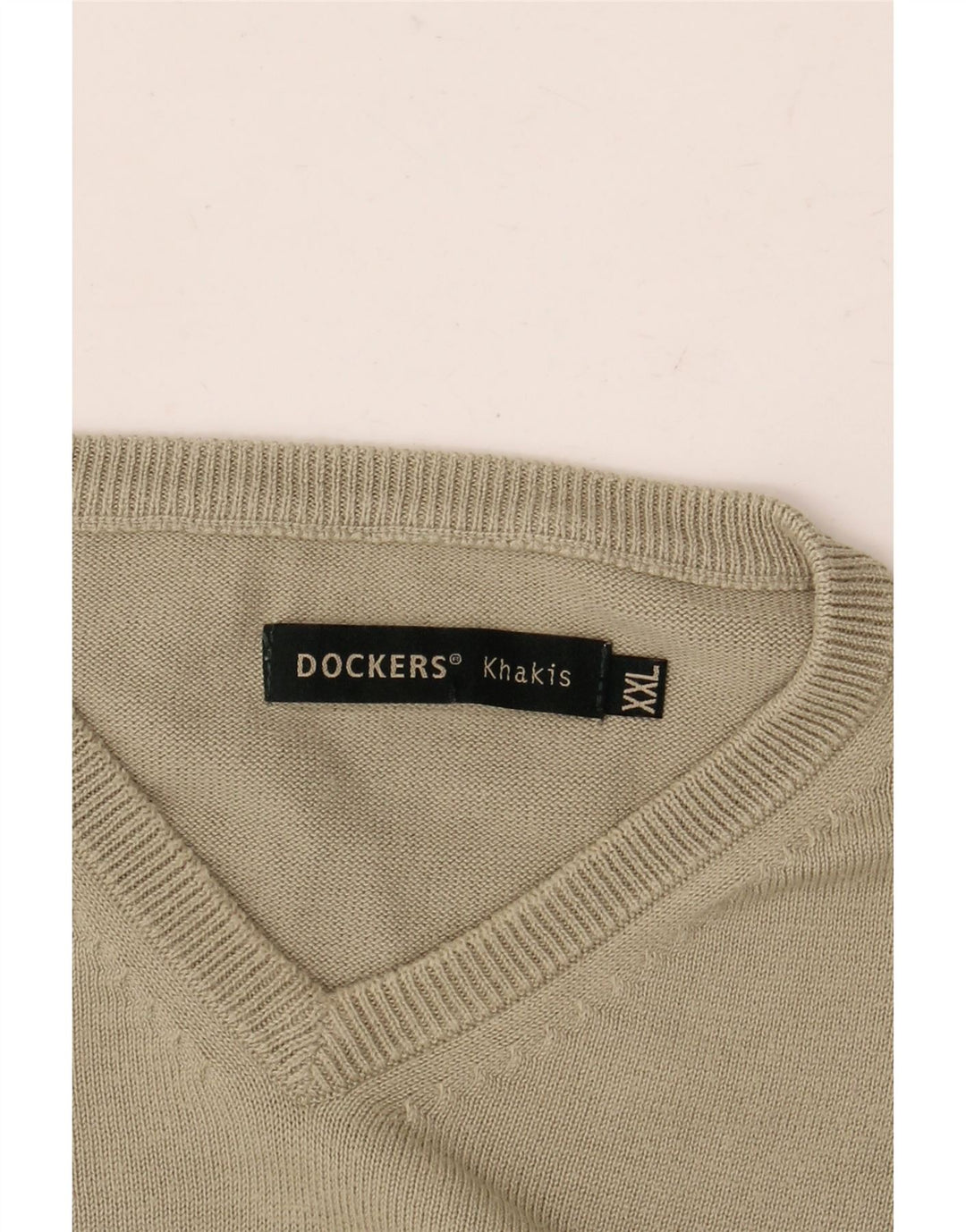 Męski sweter Dockers w kolorze khaki z dekoltem w szpic, 2XL khaki