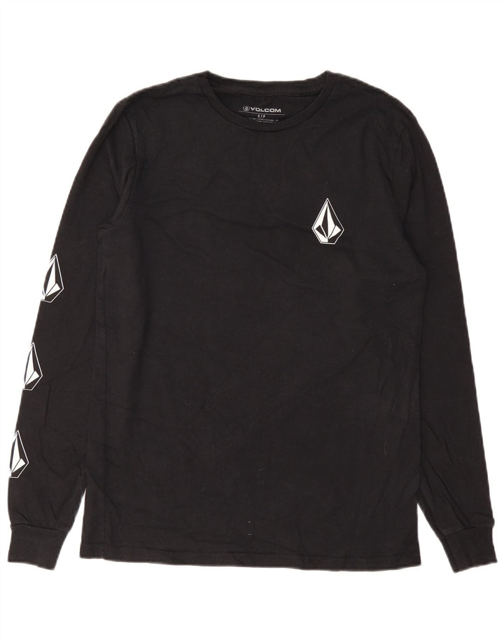 Męski graficzny top Volcom z długim rękawem, mały, czarny, bawełniany