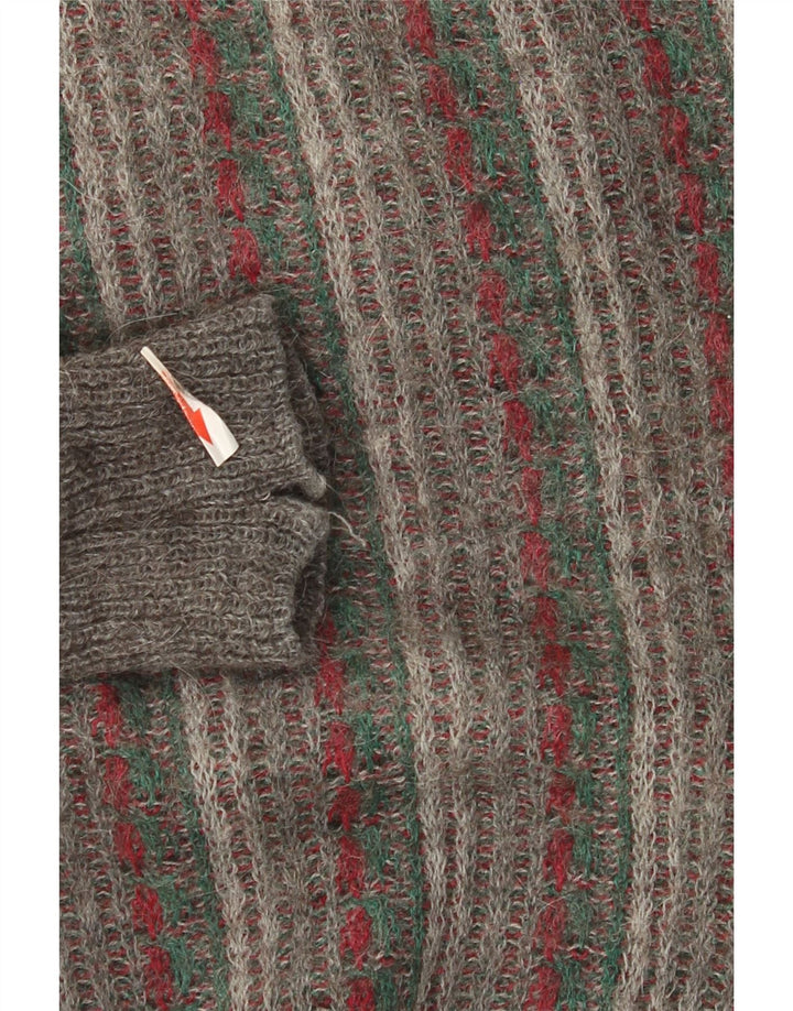 Vintage męski sweter rozpinany, duże, szare paski