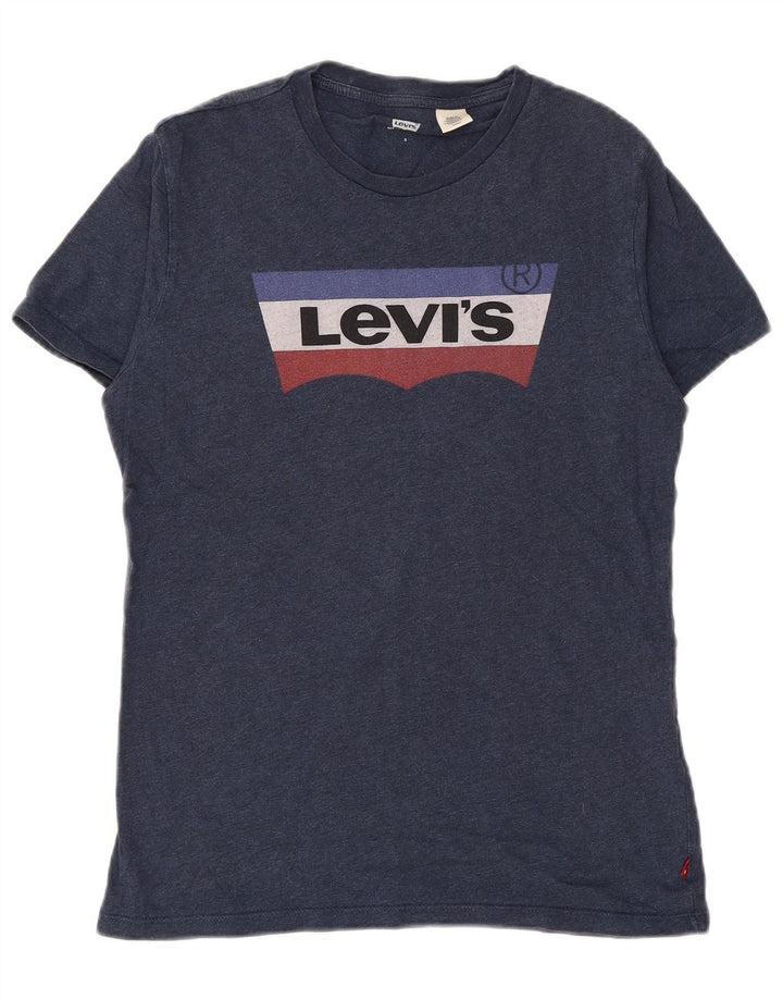 Męski T-shirt z grafiką LEVI'S, mały, granatowy, bawełniany
