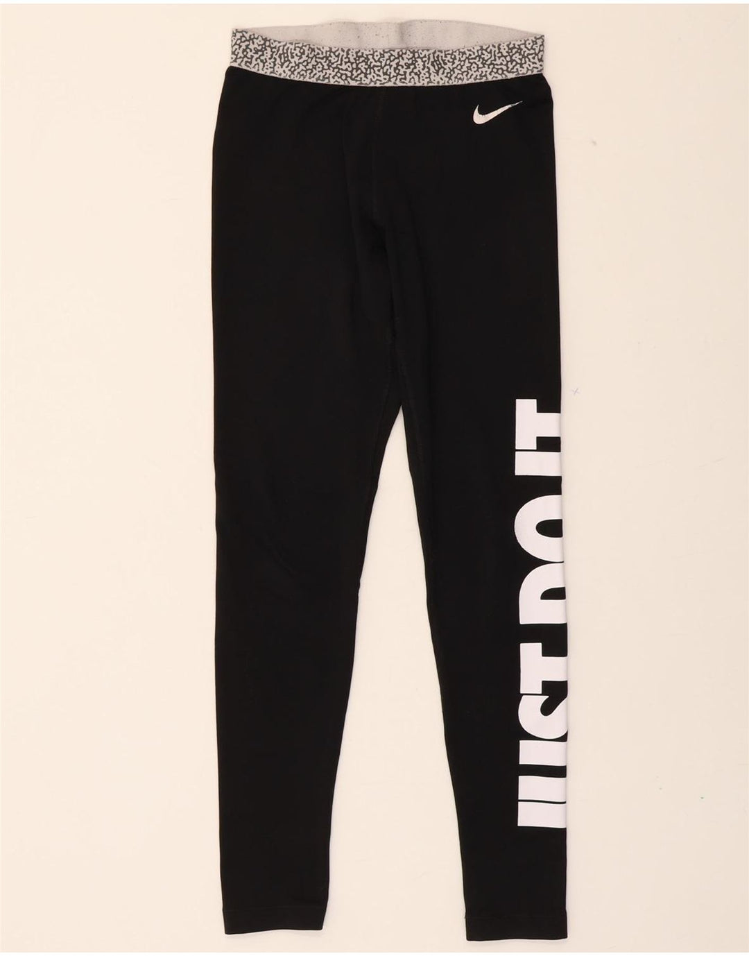 NIKE Womens Dri Fit Graphic Leggings UK 10 Small  Black Vintage Nike and Second-Hand Nike from Messina Hembry 
