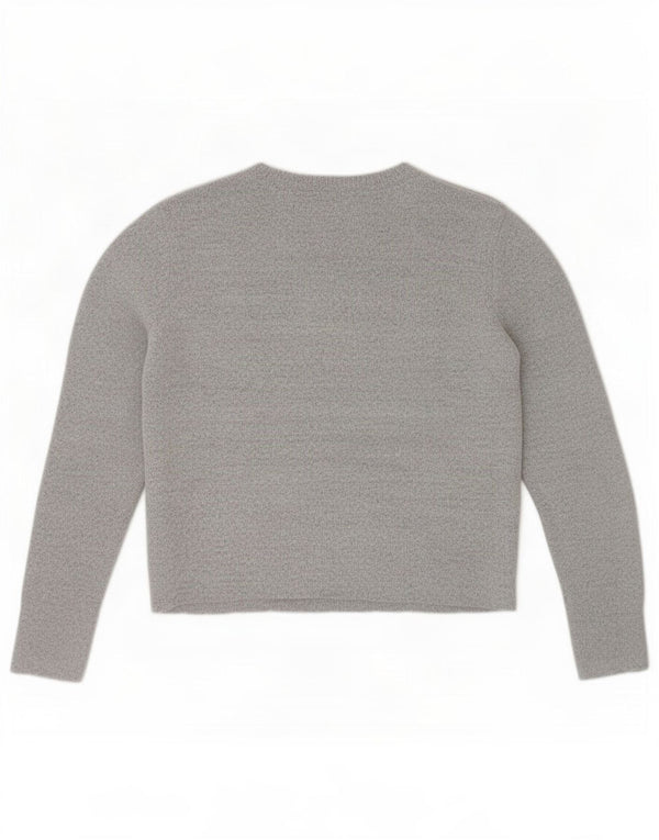 Damski sweter Oasis z dekoltem w łódkę UK 14, duży, szary, geometryczny akryl