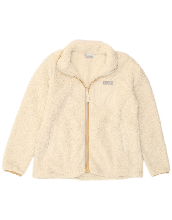 Męska kurtka polarowa Columbia UK 40, duża, biała, poliestrowa