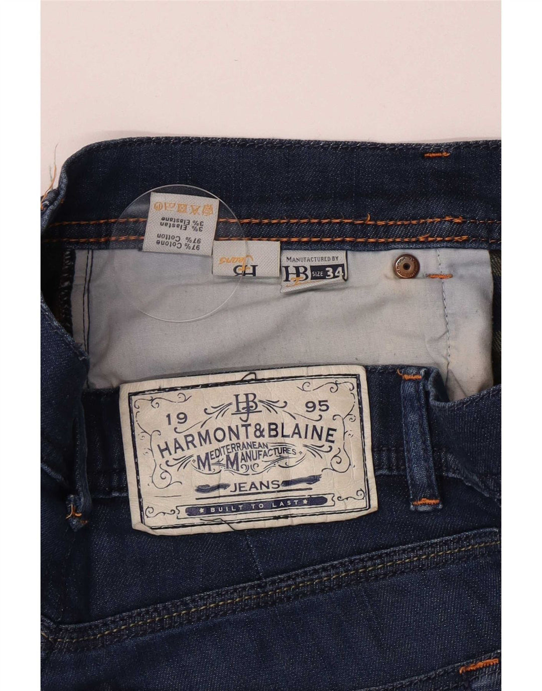 Harmont & Blaine Męskie jeansy slim W30 L32 Niebieskie bawełniane