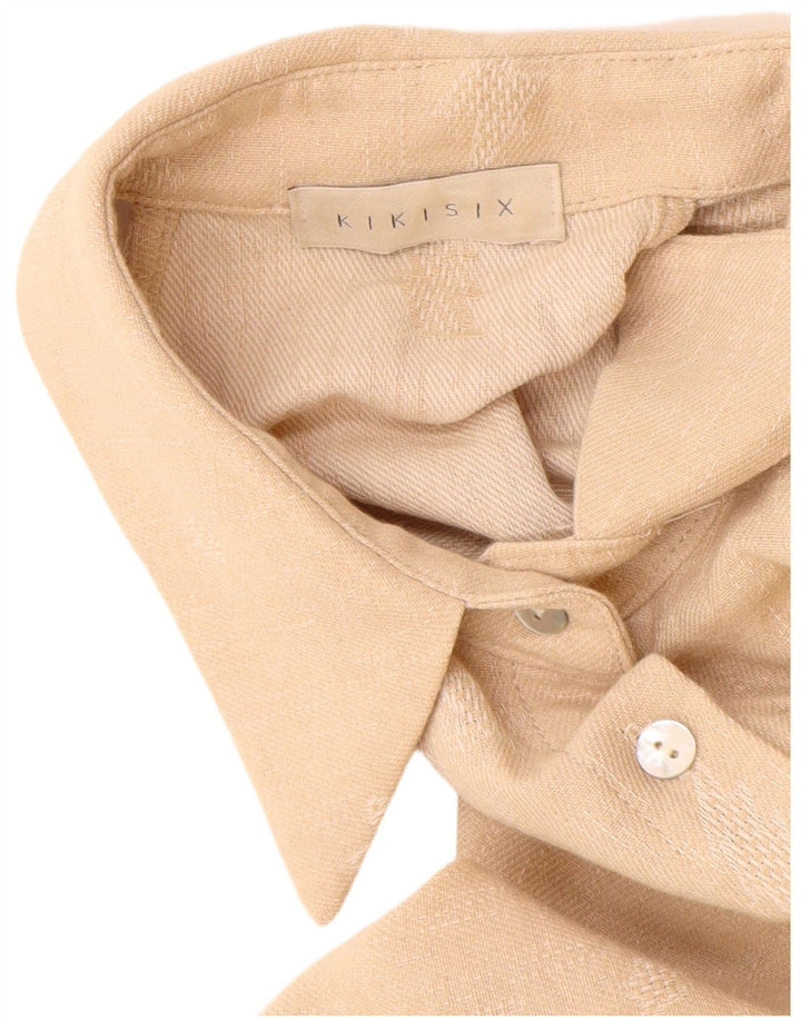 Damska sukienka maxi bez rękawów KIKISIX w abstrakcyjny wzór UK 14 średni beż