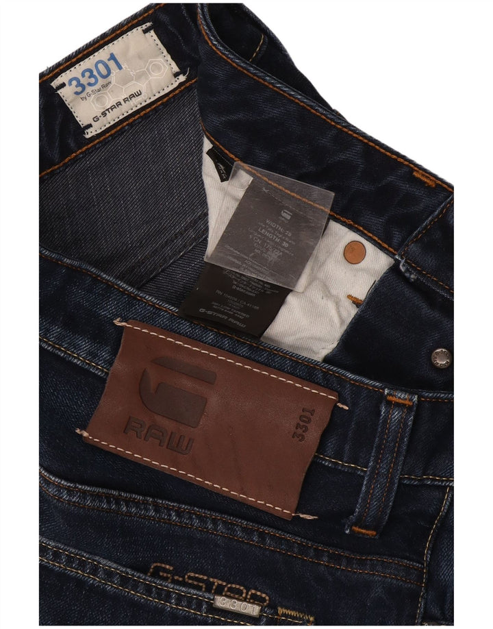 G-Star Damskie 3301 Slim Jeans W28 L30 Granatowa bawełna