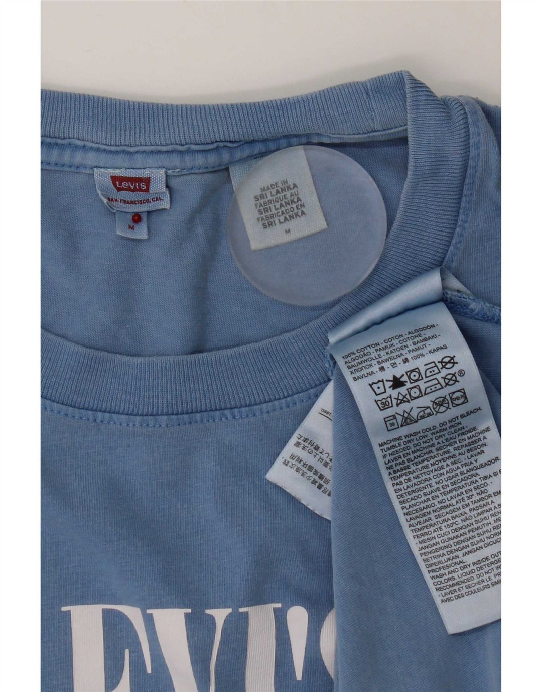 Damska koszulka z grafiką Levi's Top UK 14, średnia niebieska bawełna
