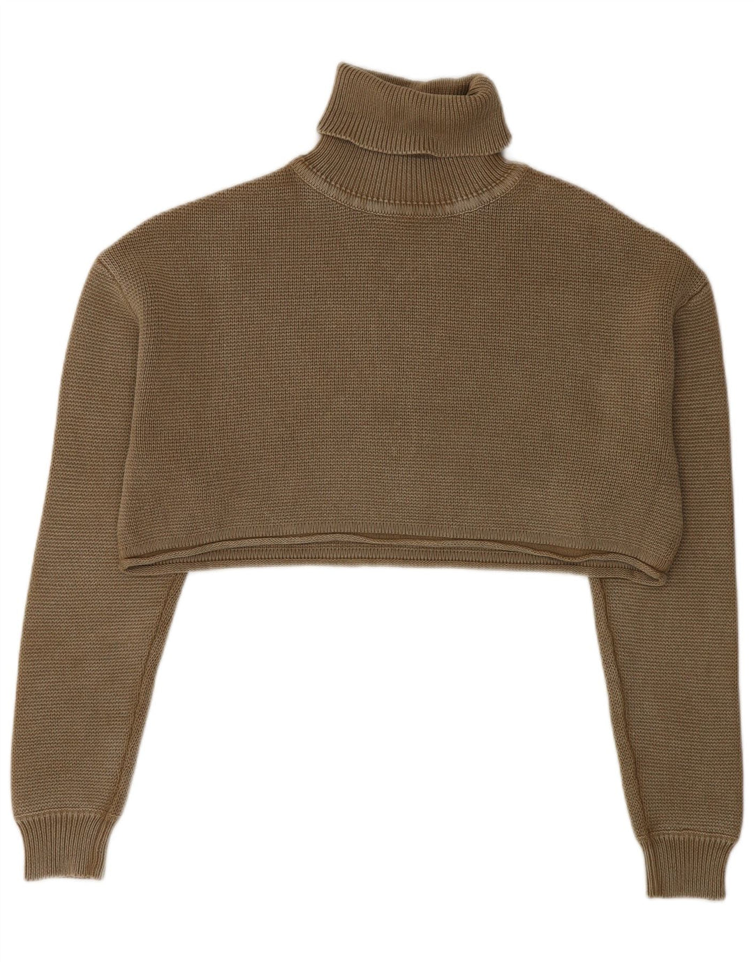 Damski sweter Zara Crop Oversize z golfem UK 10 Small Khaki