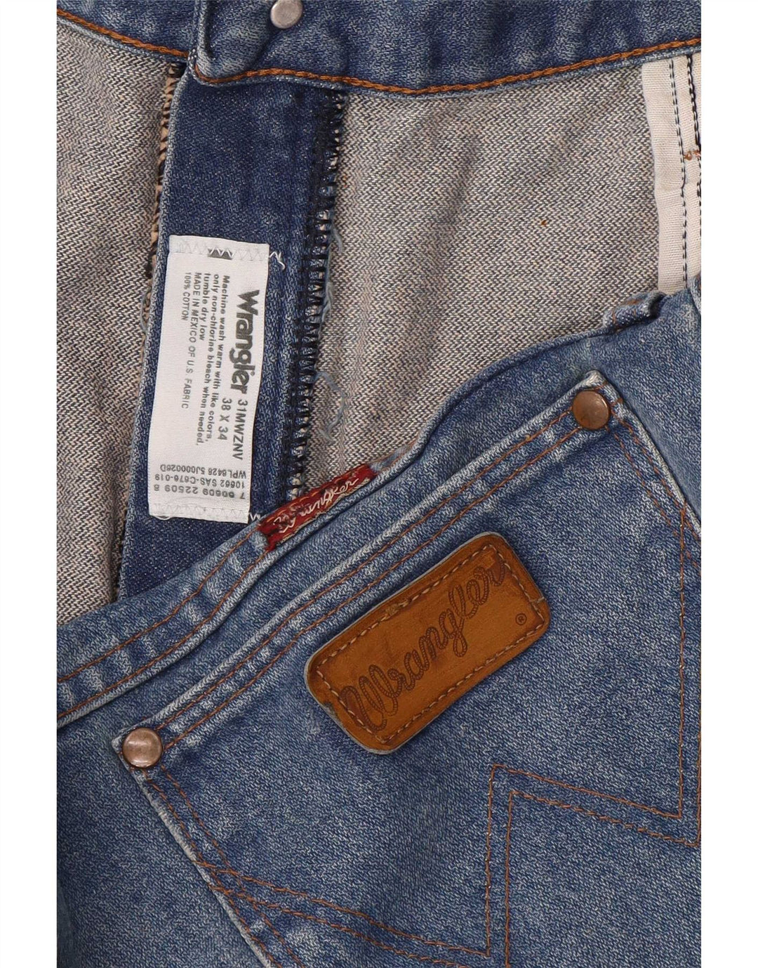 Wrangler Męskie proste dżinsy W38 L30 Niebieskie bawełniane