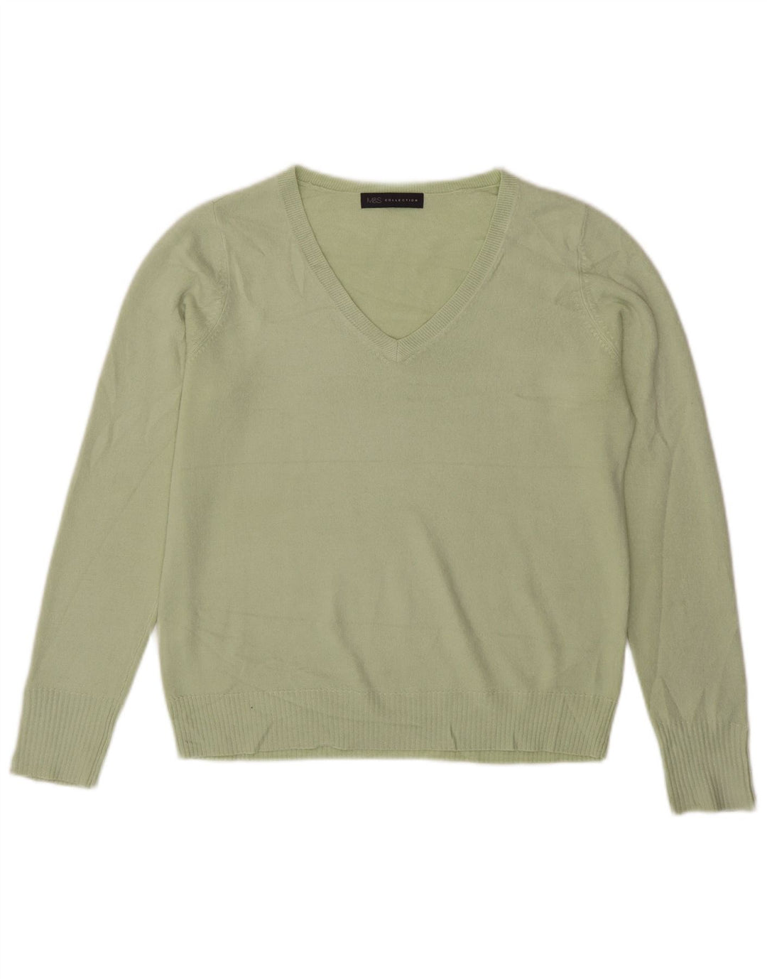 Marks & Spencer Damski sweter z dekoltem w kształcie litery V, UK 16, duży zielony