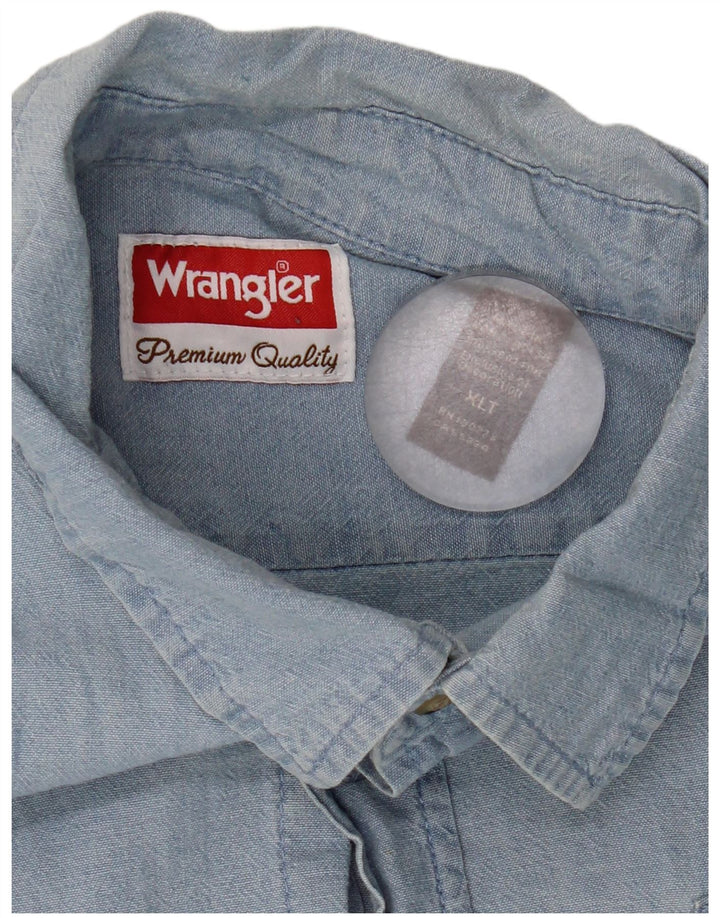 Wrangler Męska wysoka koszula XL, niebieska, bawełniana