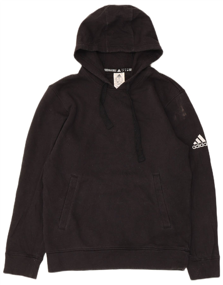 Adidas Męska bluza z kapturem, mała, czarna, bawełniana