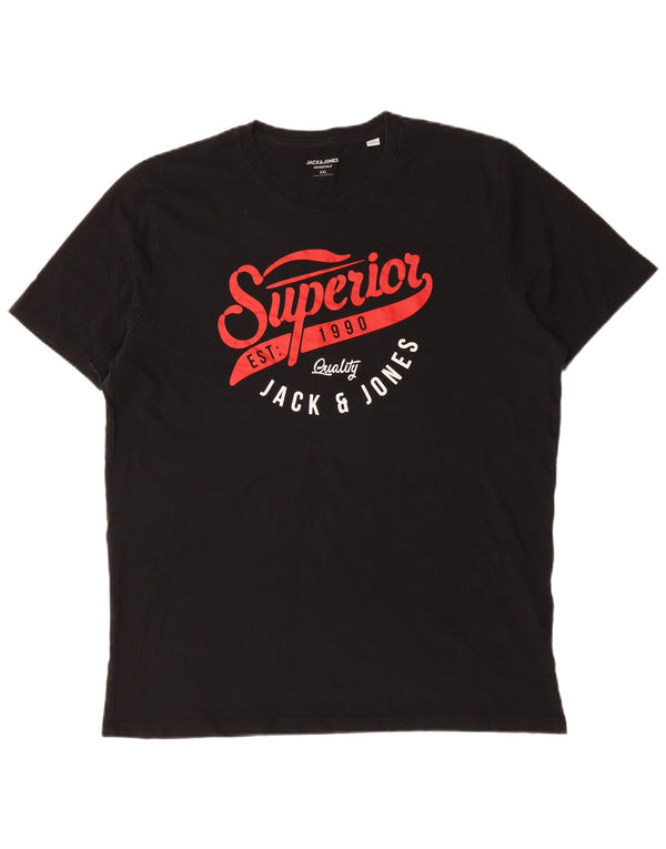 Męski T-shirt z grafiką Jack & Jones, 2XL, czarna bawełna