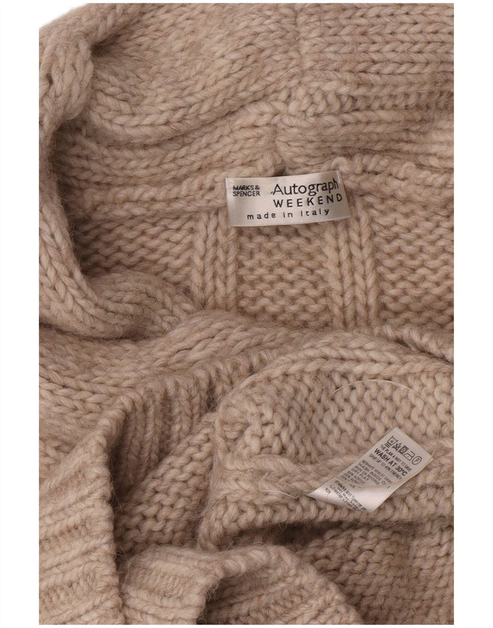 Marks & Spencer Damski sweter z golfem UK 8 Small Beżowy Akryl