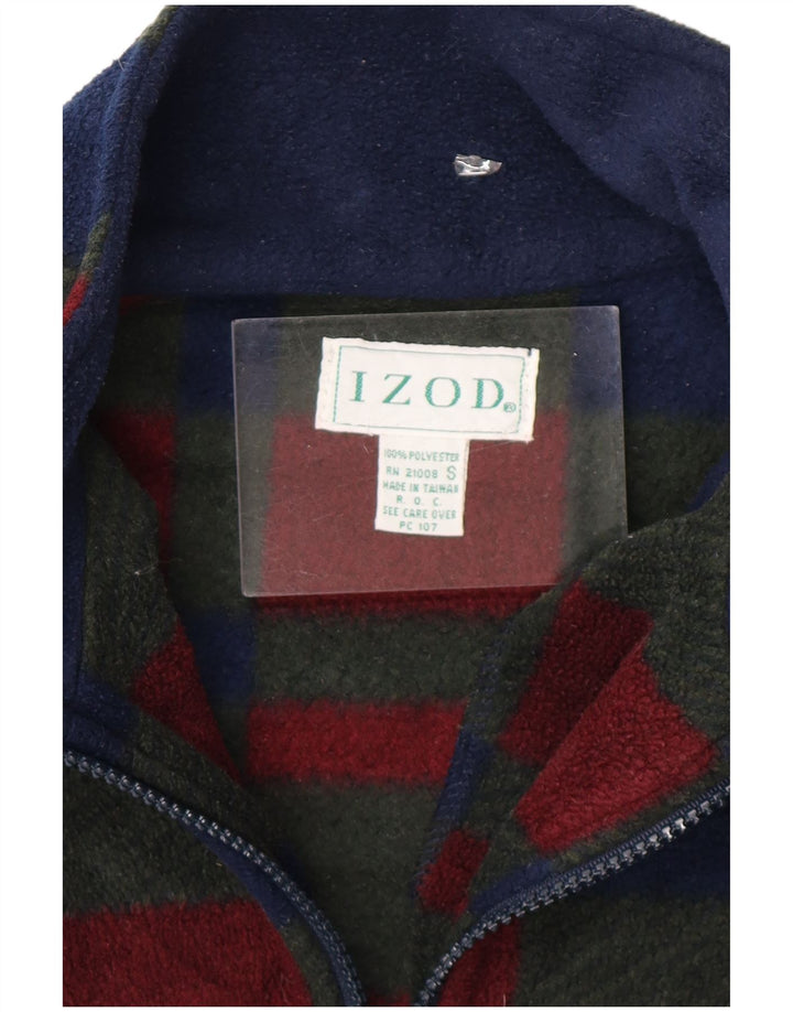 IZOD Męski sweter polarowy z zamkiem błyskawicznym, mały, wielobarwny poliester w kratkę