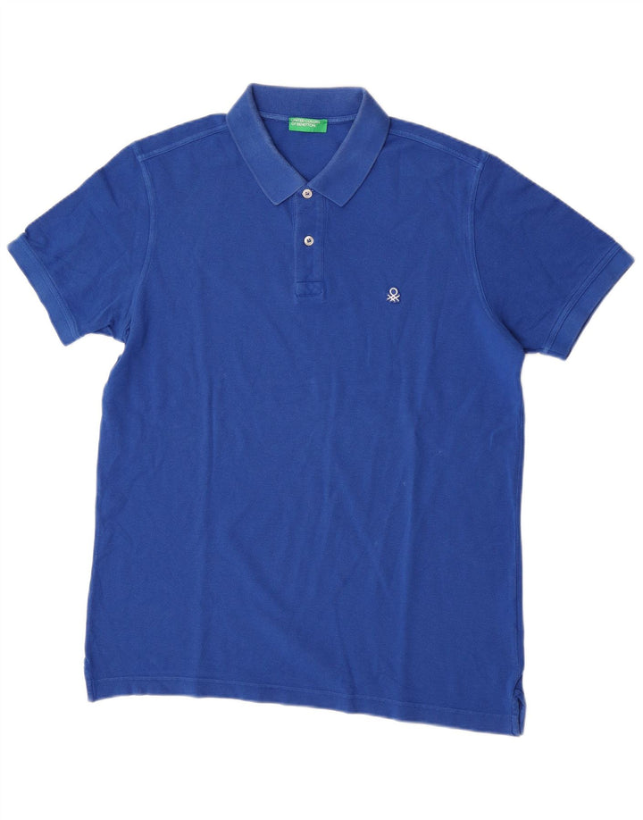 Męska koszulka polo BENETTON, duża, niebieska, bawełniana